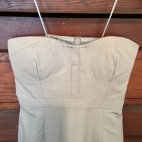 JCrew. NWT. Structured, strapless dress. Steel grey. Size 2. Cotton/silk blend. - Picture 2 of 4
